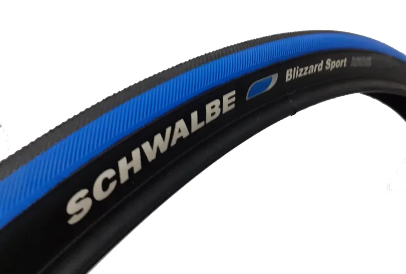 Schwalbe Blizzard 23c Wire Bead Tyre in Blue Black Stripe-2